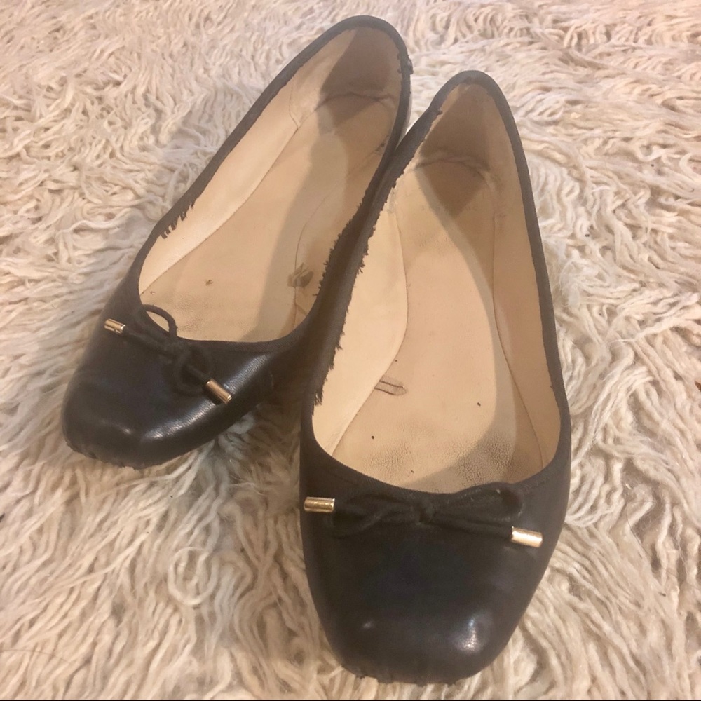 ZARA square toe Ballerina Flats w gold Accent